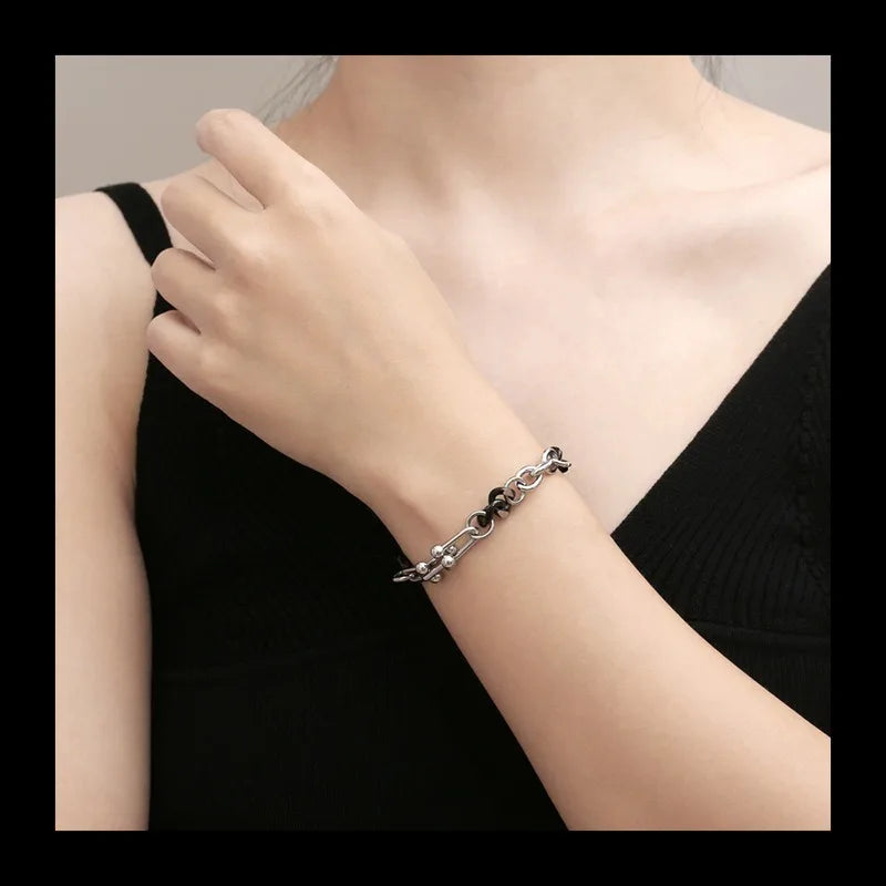 Horseshoe Buckle Bracelet — Black