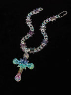 Acrylic Jesus Cross Cuban Necklace — Stainless Steel
