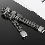 Gothic Three Skulls & Bike Link Chain Men Bracelet for Man Vintage Solid Black 316L Stainless Steel Skeleton Jewelry