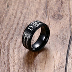 Black Letter Initial Ring — Stainless Steel