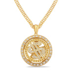 Rotatable Crystal US Dollar Sign Pendant Necklace