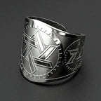 Judaism Israel Hexagram Jewish Magen David Wide Band Open Ring for Women Men Stainless Steel Star of David Finger Ring