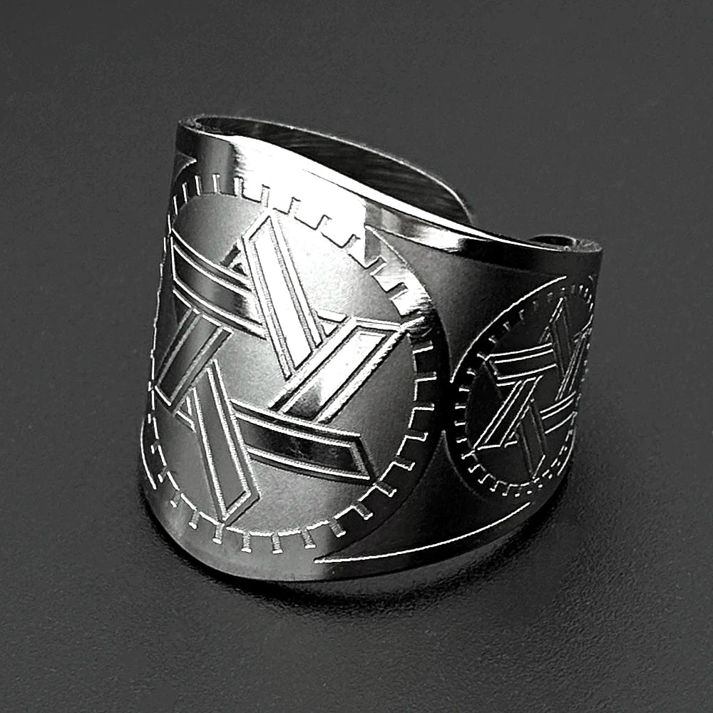 Judaism Israel Hexagram Jewish Magen David Wide Band Open Ring for Women Men Stainless Steel Star of David Finger Ring