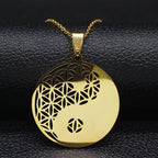 Yin Yang Flower of Life Stainless Steel Necklace for Women Men Silver Color Necklaces & Pendants Jewelry bisuteria N428-QKCS02