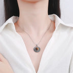 10MM Stone Round Pendant Necklace Silver High Quality Natural Tiger Eye Rhodochrosite Wedding Gift Luxury Jewelry