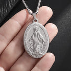 Virgin Mary Medal Iced Pendant Necklace