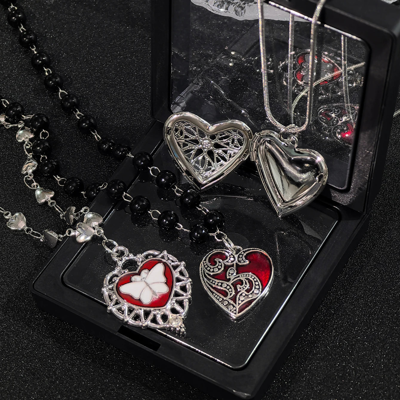 Gothic Death Moth Silver Pendant Necklace