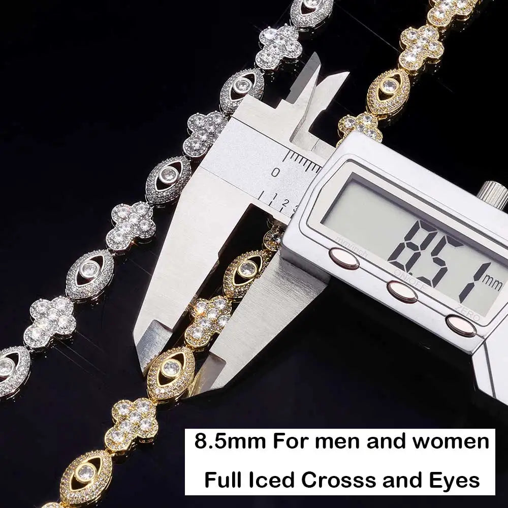 Silver Cross Iced Out Pendant Necklace CZ