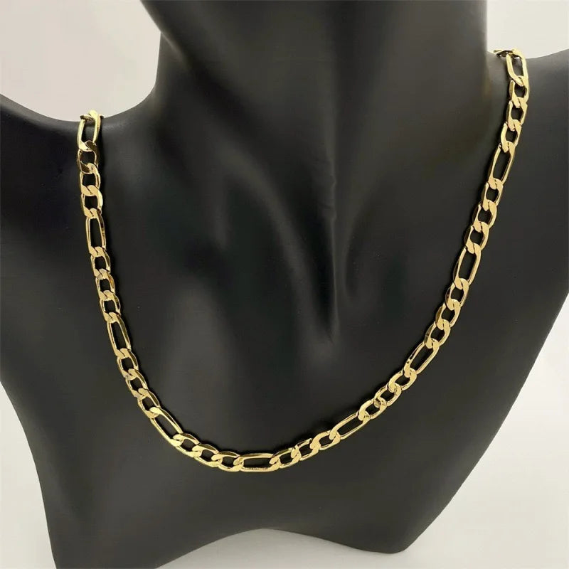 Gold-Tone Flat Link Chain Necklace for Men, 8mm