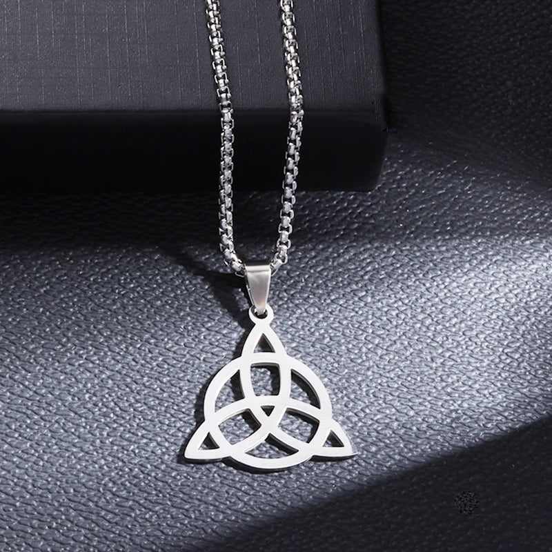 Celtic Witch Knot Pendant Necklace — Steel