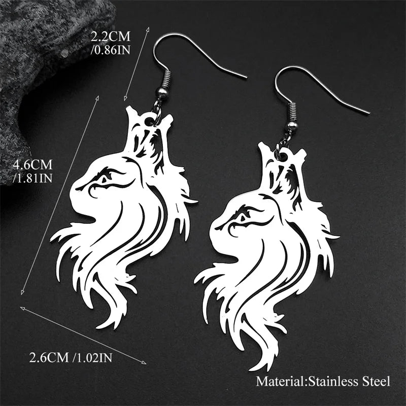 Cat Gold Earrings Cute Hollow Animal Head Drop