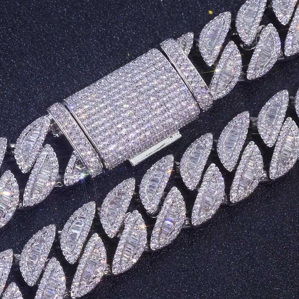 925 Silver Moissanite Cuban Chain Necklace 20MM VVS