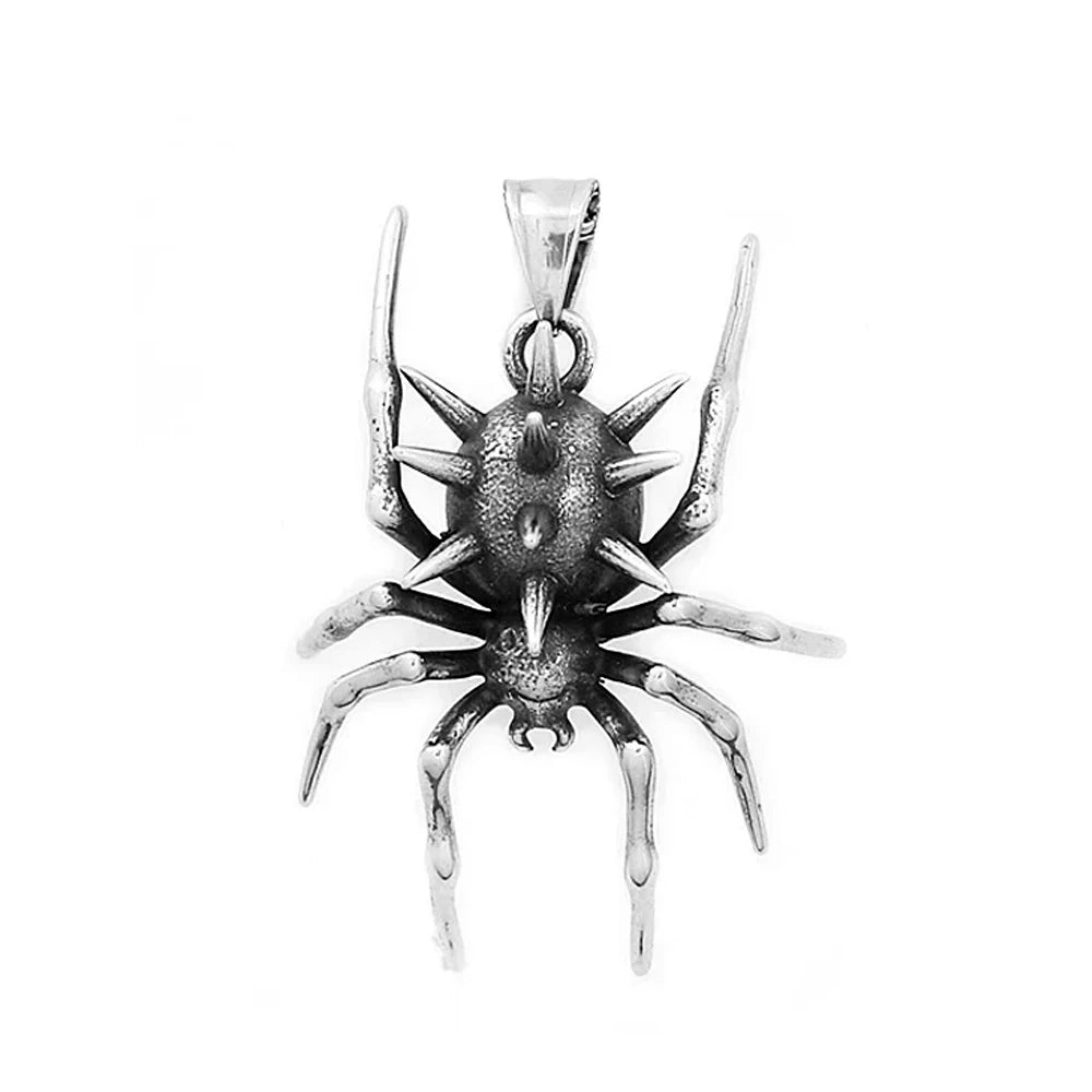 Vintage Gothic Spider Necklace For Men Stainless Steel Punk Animal Pendant Necklace Unique Fashion Jewelry Gifts