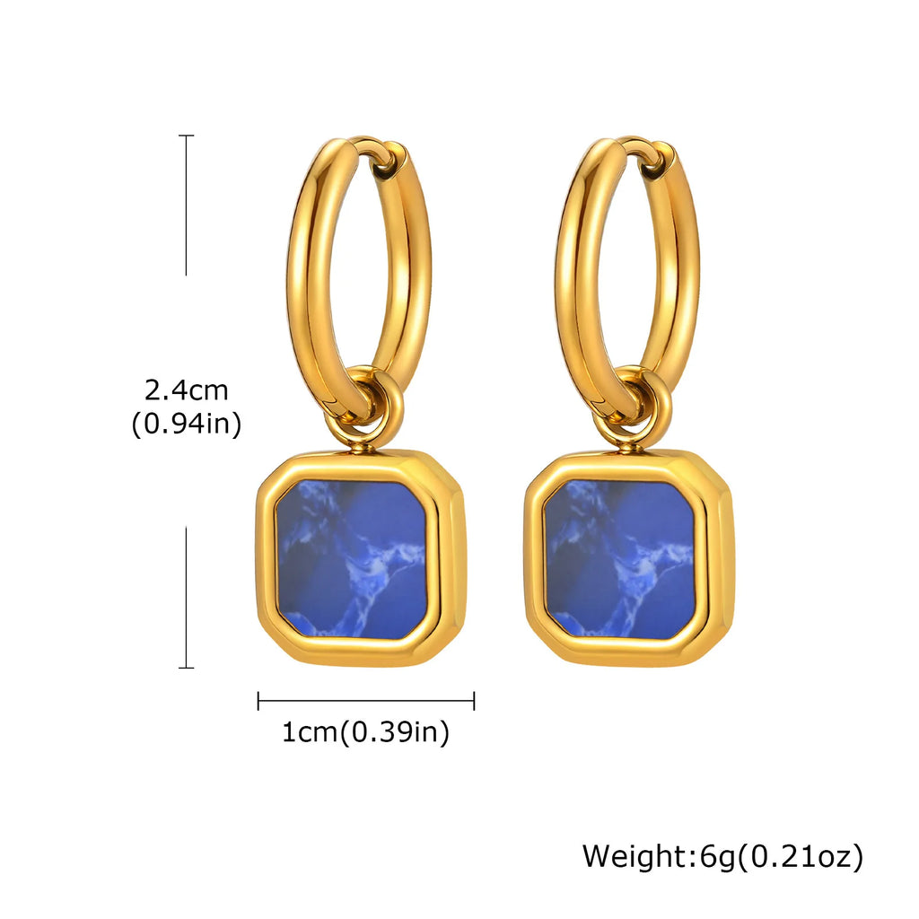 Natural Stone Huggie Hoop Earrings — SS