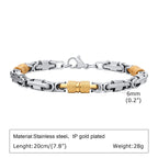 Punk Byzantine Bracelets for Men Boys,Stainless Steel Handmade Links Bracelet,Stylish Casual Jewelry Gifts