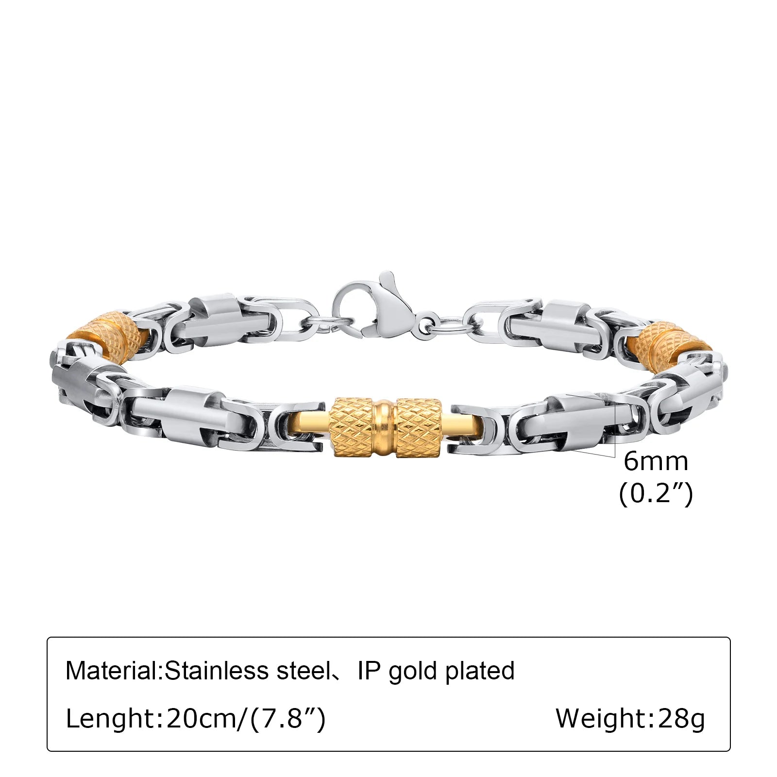 Punk Byzantine Bracelets for Men Boys,Stainless Steel Handmade Links Bracelet,Stylish Casual Jewelry Gifts