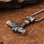 Norse Vikings Stainless Steel Thor's Hammer Mjolnir Scandinavian Rune Amulet Necklace Chain Vegvisir Anchor Pendant Male Jewelry