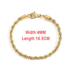 Rope Chain Bracelet 3-4mm — Stainless Steel
