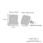 Iced Out Round Square Stud Earrings — Gold