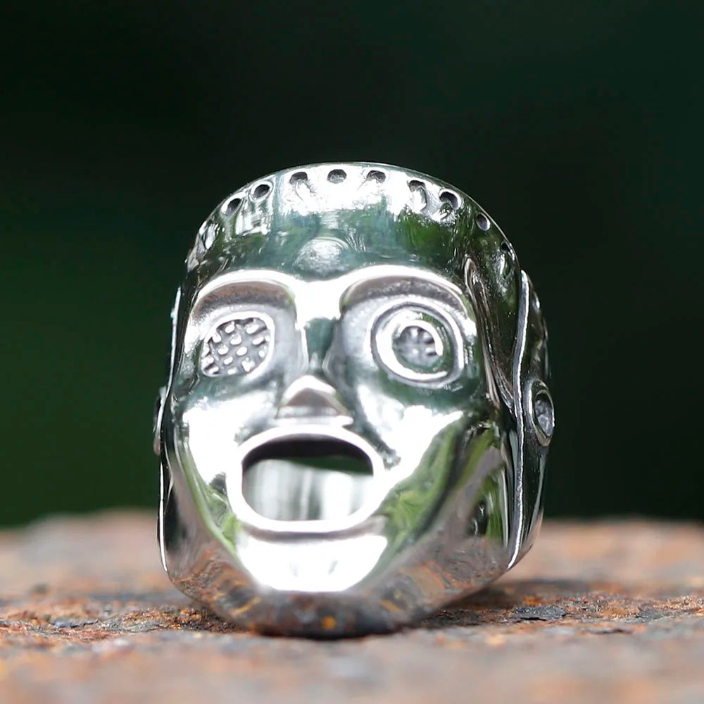 Flowers Skull Mask Ring — Stainless Steel
