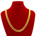 Luxury AU999 24K Real Gold Men's Flat Chain Boss Necklace Simple Generous and Domineering Necklaces for Men
