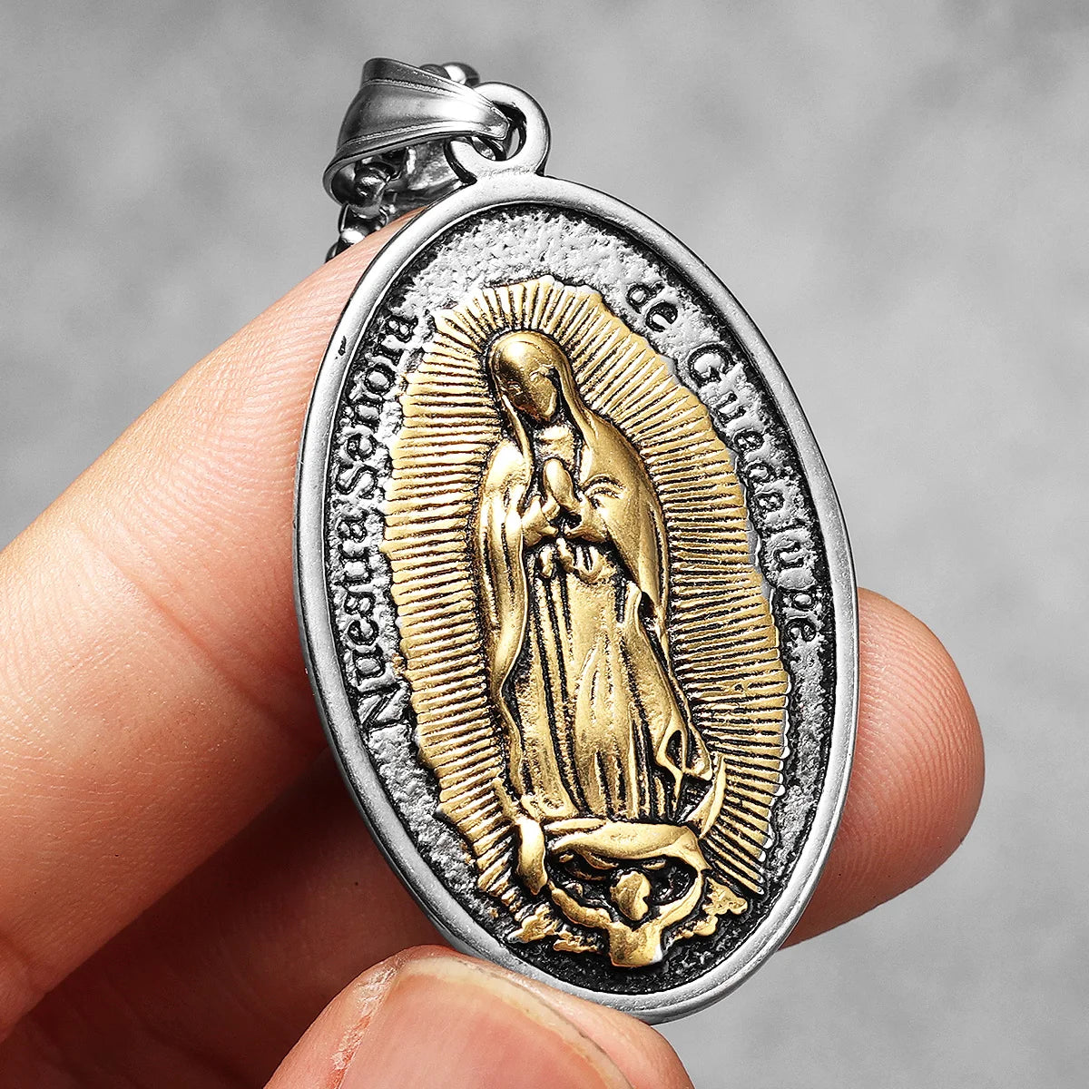 Guadalupe Pendant Necklace Stainless Steel Vintage