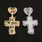 Cross Pendant Necklace Iced Out Multi-Color CZ