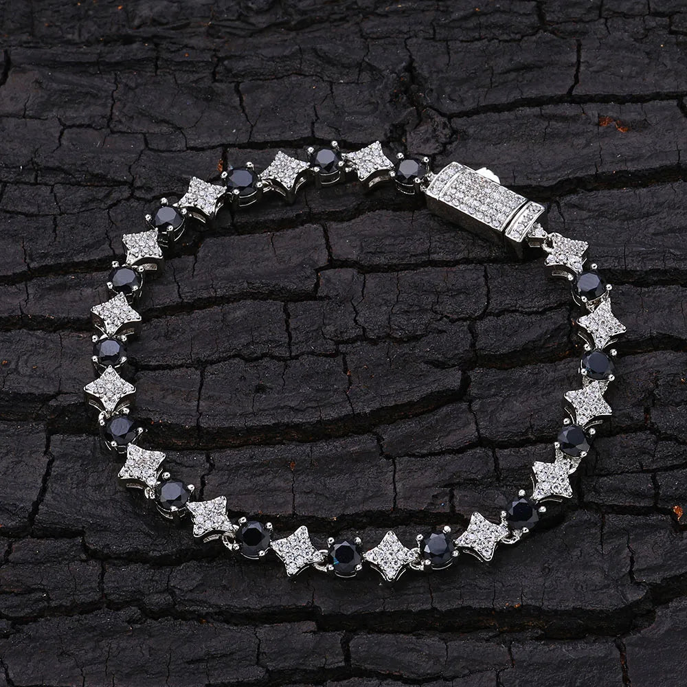 Black Star Tennis Bracelet Statement