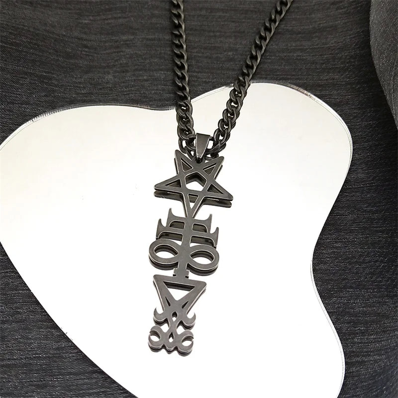 Satanic Cross Pendant Necklace — Stainless Steel