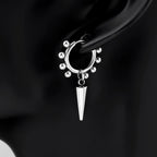 Spike Cone Drop Earrings Beaded Hoop Gothic — Stainless Steel