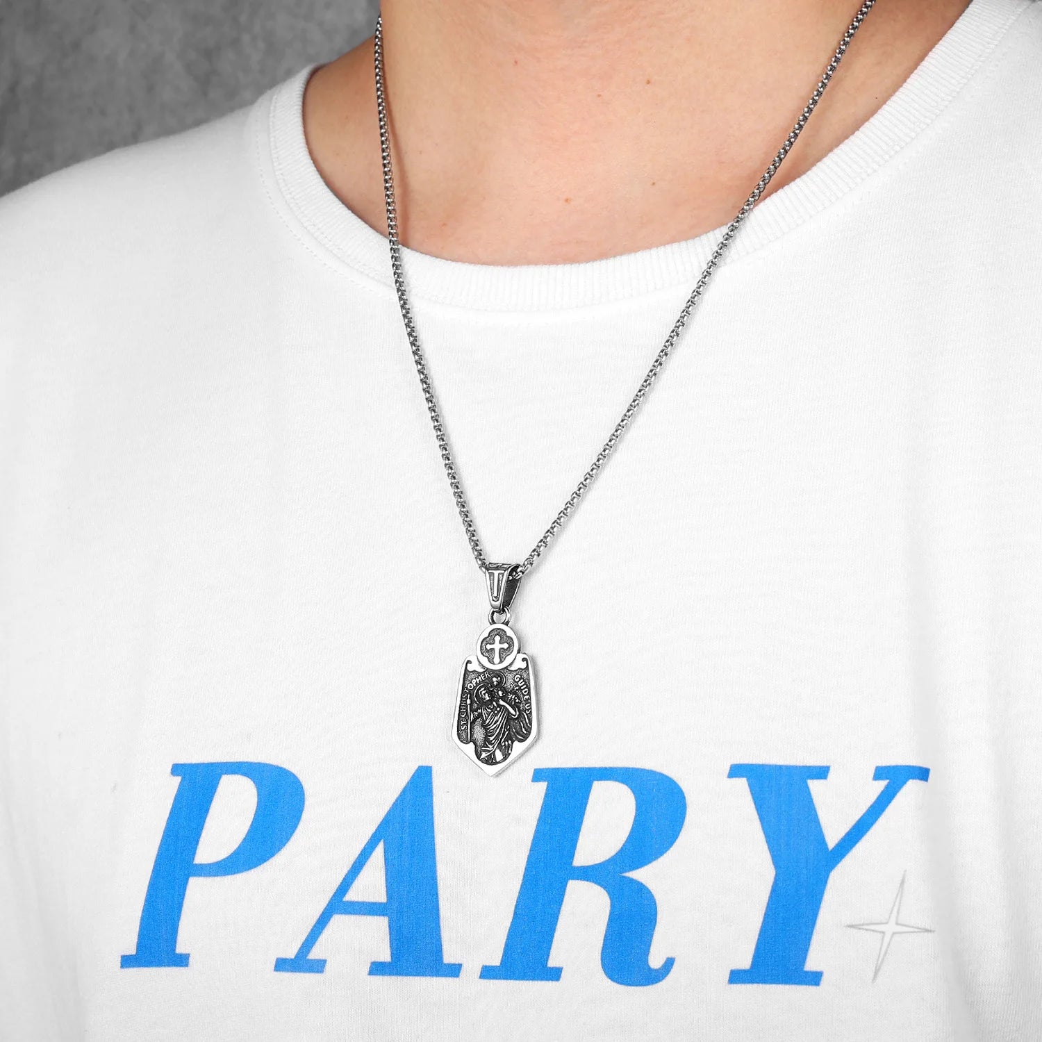 Cross Shield Pendant — Stainless Steel