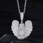 TUHE Copper Angel Wing Pendant Necklace Full Iced Out Cubic Zirconia Hip Hop Jewelry For Men Women Party Gift