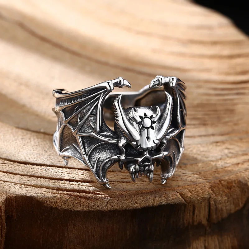 Gothic Skull Demon Bat Ring — Stainless Steel