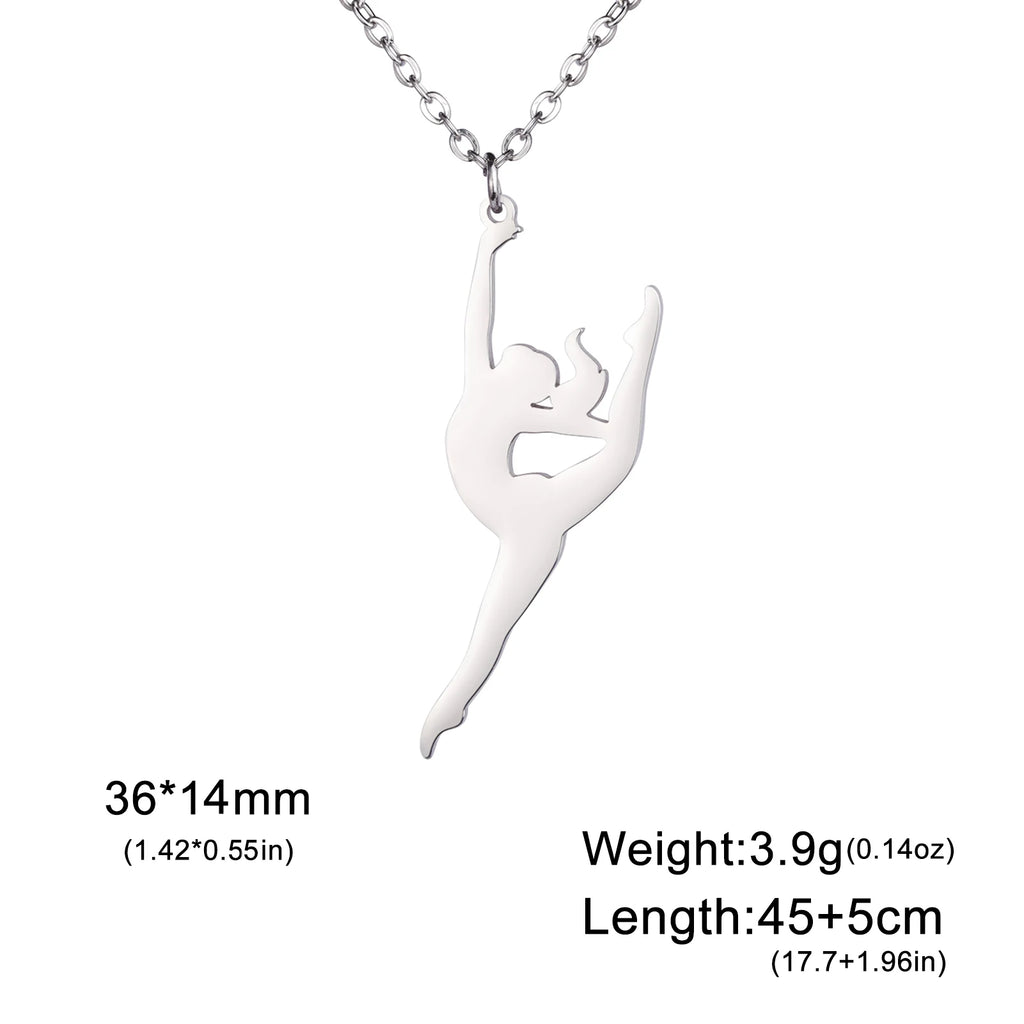 Unift Stainless Steel Sport Women Necklace Runner Rhythmic Gymnastics  Silhouette Pendant Fashion Birthday Jewelry Wholesale