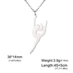 Unift Stainless Steel Sport Women Necklace Runner Rhythmic Gymnastics  Silhouette Pendant Fashion Birthday Jewelry Wholesale