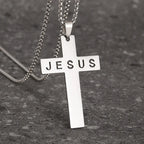 Jesus Christ Cross Mens Necklace Gold Color Cross Religious Pendant Necklace Accessory Chain Accessories