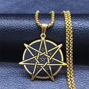 Seven-Pointed Star Heptagram Pendant Necklace — Steel
