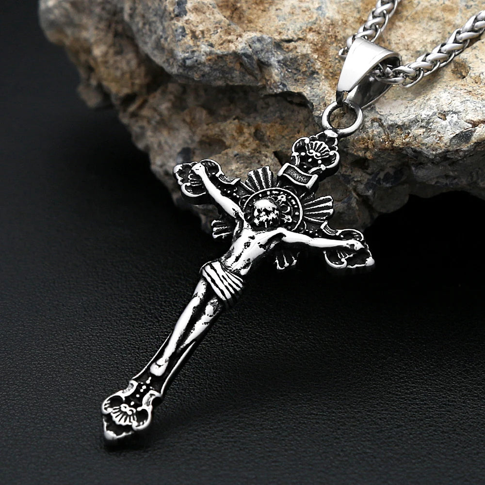 Jesus Cross Pendant — Stainless Steel