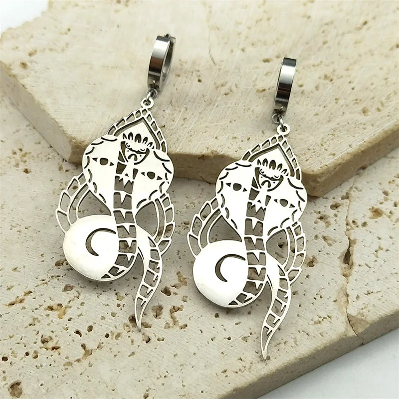 Snake Egyptian Steel Earrings Dark Cobra Gothic