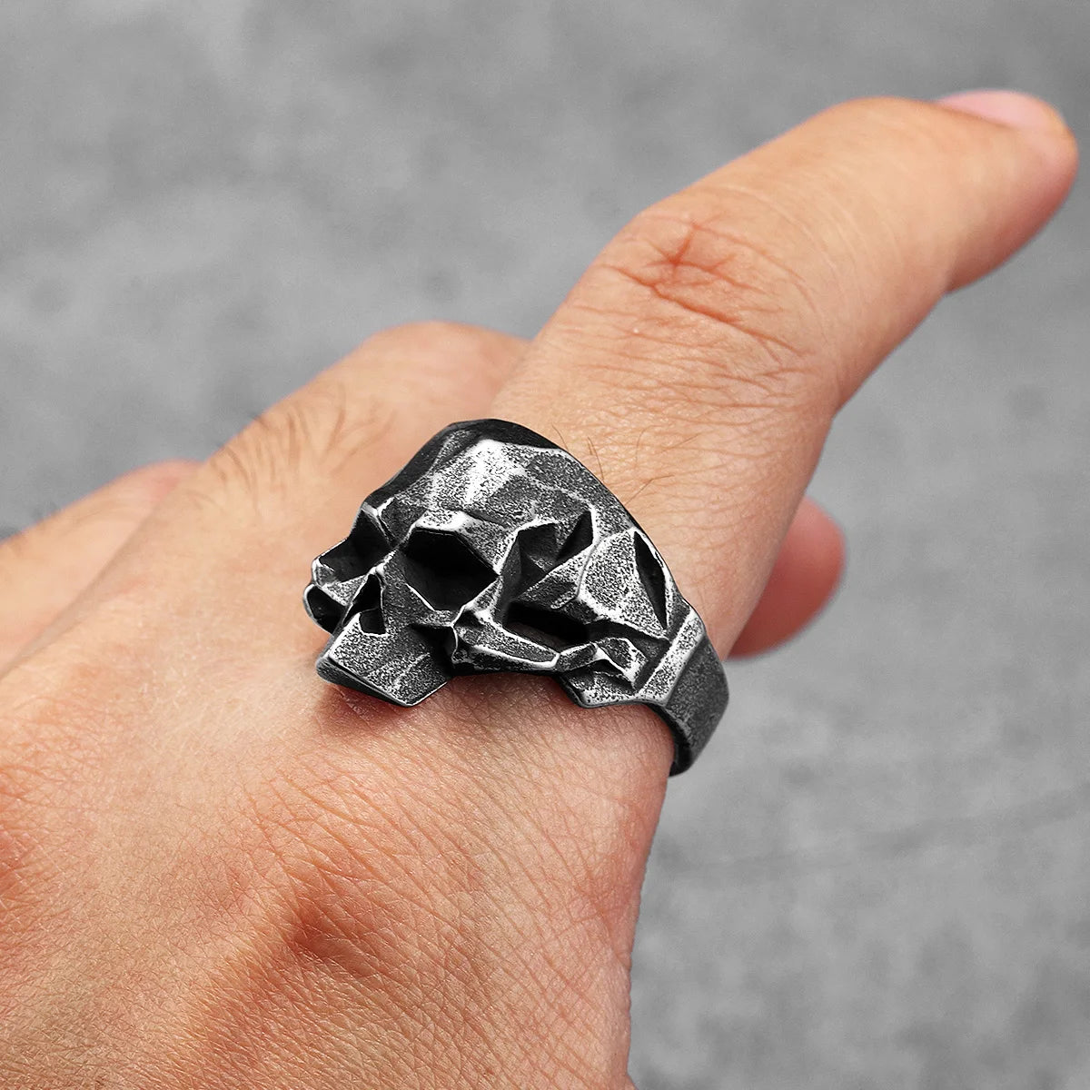 Geometric Skull Ring — Stainless Steel