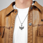 Angel Wings Violin Pendant Necklace Stainless Steel