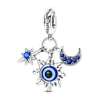 Devil's Eye Cross Charm Pendant — Silver