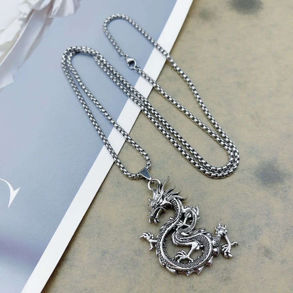 Dragon Zodiac Steel Pendant Chinese Style Retro