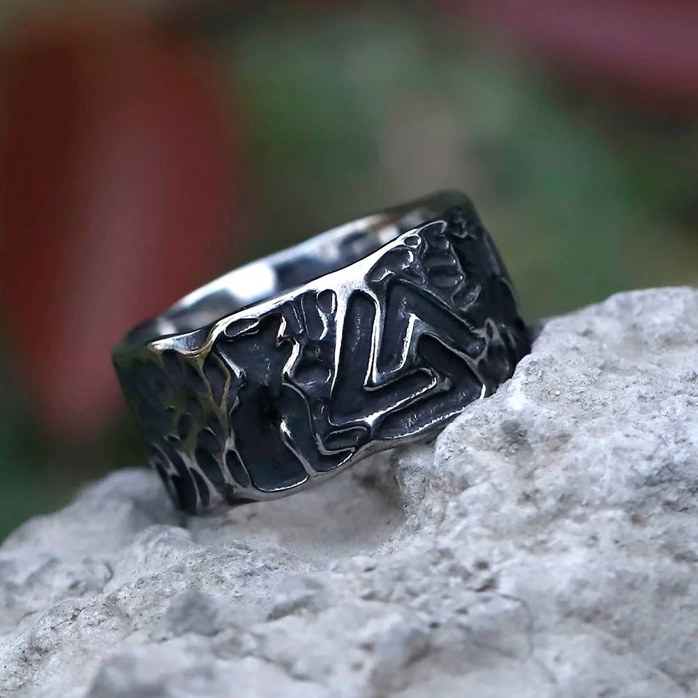 Viking Norse Valknut Amulet Ring — Stainless Steel