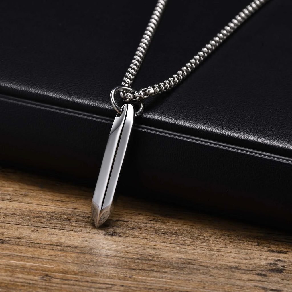 Hexagonal Geometric Pendant Necklace — Stainless Steel