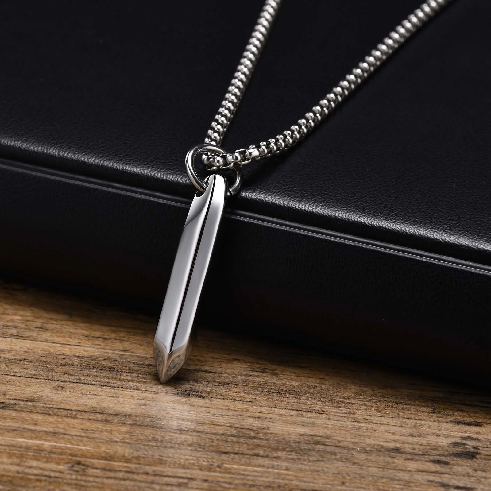 Hexagonal Geometric Pendant Necklace — Stainless Steel