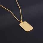 Hip Hop Military Style Stainless Steel Dog Tag Pendant Necklace for Men Women Gold Plated Personalized Id Card Name