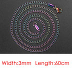 Silver Cuban Chain Necklace Stainless Steel 3/5MM