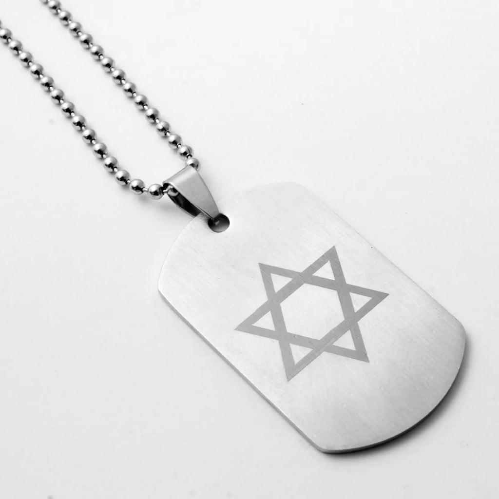 Star of David Beaded Chain Necklace — Stainless Steel