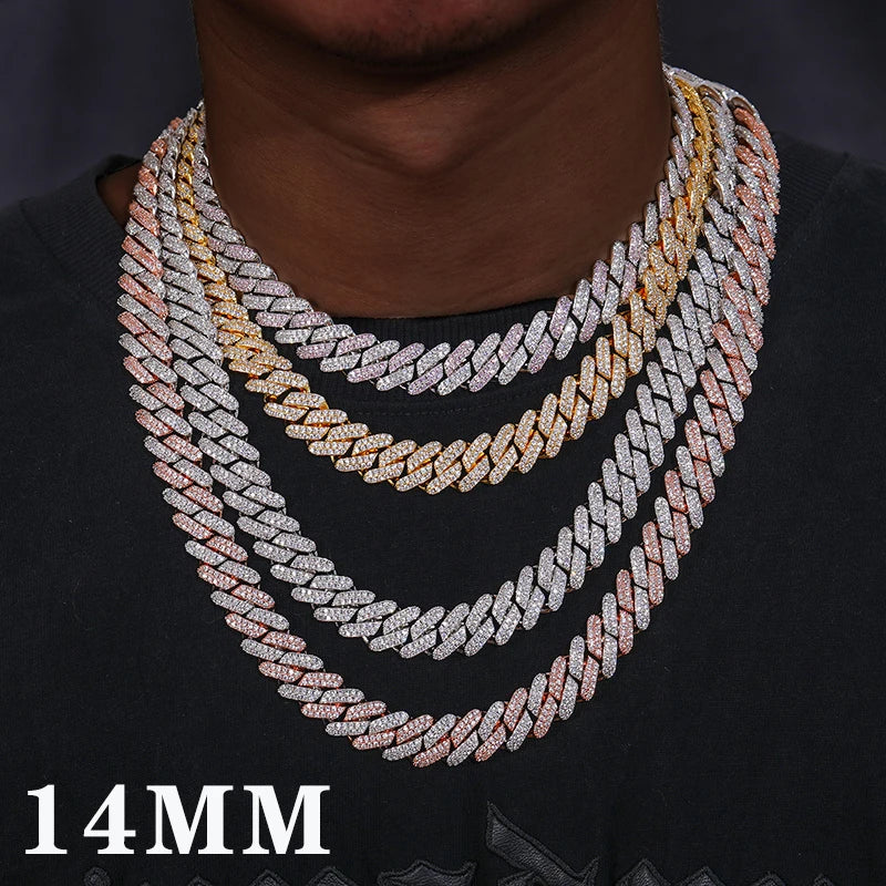 TUHE Hip Hop Iced Out 8MM 14MM 20MM Full Miami Curb Cuban Chain Bling CZ Rapper Necklaces For Men Punk Jewelry High Quality Gift